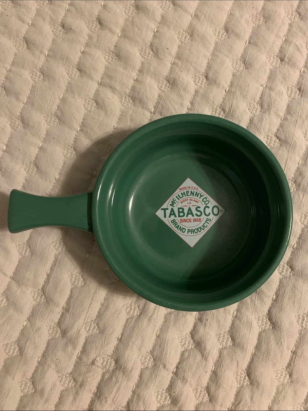 Chili Bowl McIlhenny Co. Tabasco Green Ceramic With Handle